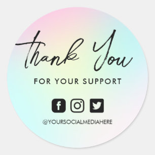 Sticker rond couleur arc-en-ciel rose bleu classiq