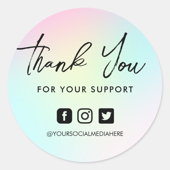 Sticker rond couleur arc-en-ciel rose bleu classiq (Devant)