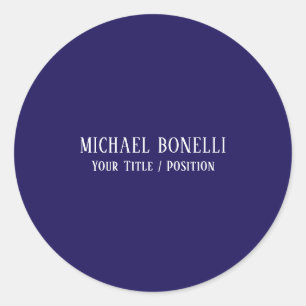 Sticker Rond Couleur Bleue Classique Élégante Police Serif Mini