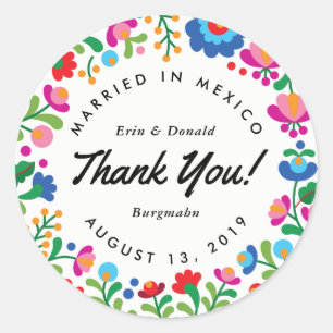 Sticker rond couleur broderie mexicaine