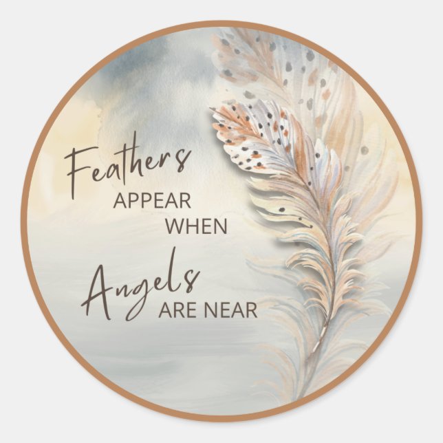 Sticker Rond Couleur d'aquarelle Inspiron Feather & Angel (Devant)