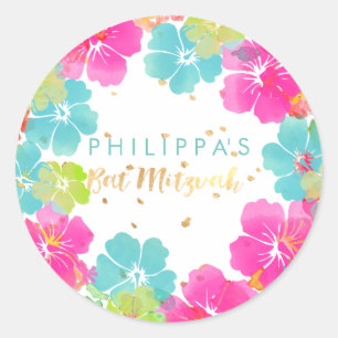Sticker Rond Couleur d'arrière - plan de la ketmie lei/DIY de