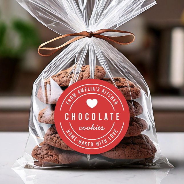 Sticker Rond Couleur de fond modifiable Fait maison avec amour (Créateur téléchargé)