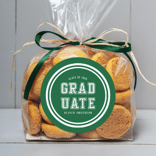 Sticker Rond Couleur de fond modifiable Varsity Graduate