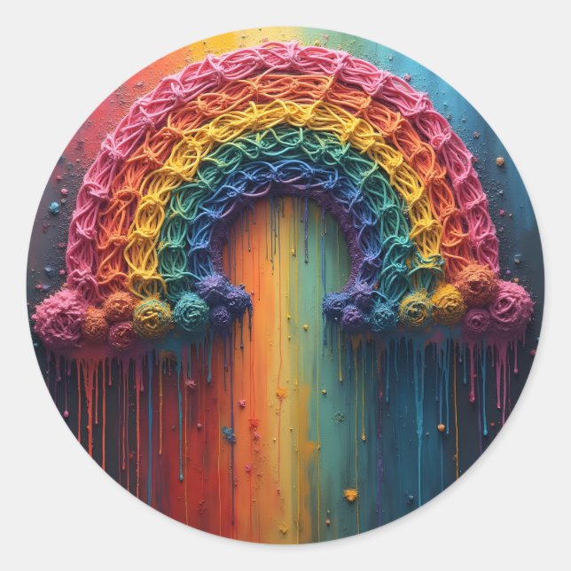 Sticker Rond Couleur de goutte arc-en-ciel (Devant)
