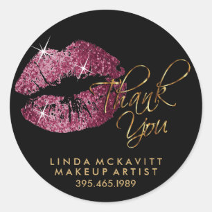 Sticker Rond Couleur de lèvre Parties scintillant vin rose - Me