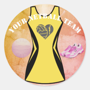 Sticker Rond Couleur de robe personnalisée Équipe de Netball pe