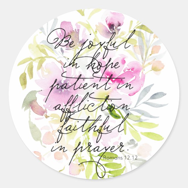 Sticker Rond Couleur d'eau des écritures | Romains 12 (Devant)