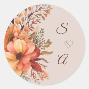 Sticker Rond Couleur d'eau Russe Floral Mariage