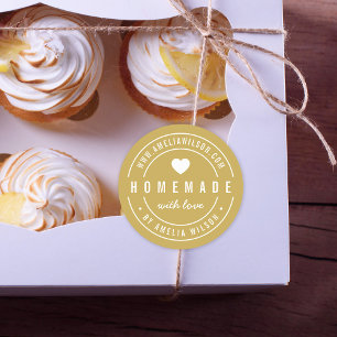 Sticker Rond Couleur ÉDITABLE Gras Fait maison avec coeur d'amo