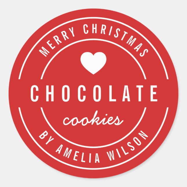 Sticker Rond Couleur ÉDITABLE Marchandises maison Joyeux Noël (Devant)