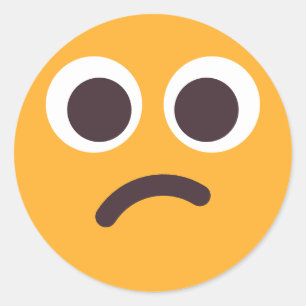 Sticker Rond Couleur Emoji Adorable À Visage Confus