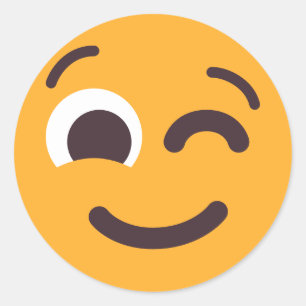 Sticker Rond Couleur Emoji Adorable Visage En Cours