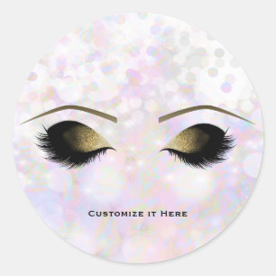 Sticker Rond Couleur Iridescente Glam Gold Maquillage Eyelashes