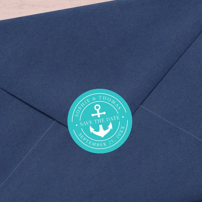 Sticker Rond Couleur modifiable Bordure blanche Ancre Enregistr (Créateur téléchargé)