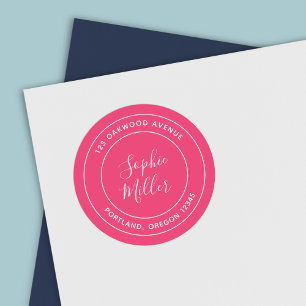Sticker Rond Couleur modifiable Moderne Calligraphie Adresse de