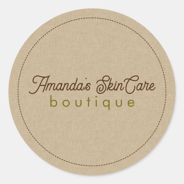 Sticker Rond Couleur naturelle texture de ligne classique (Devant)