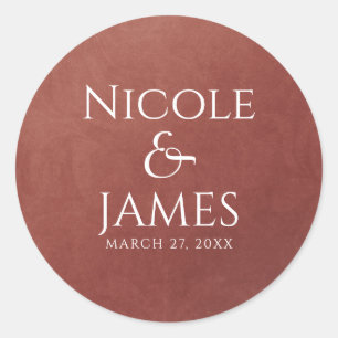 Sticker Rond Couleur orange rouille de corail Mariage minimal é