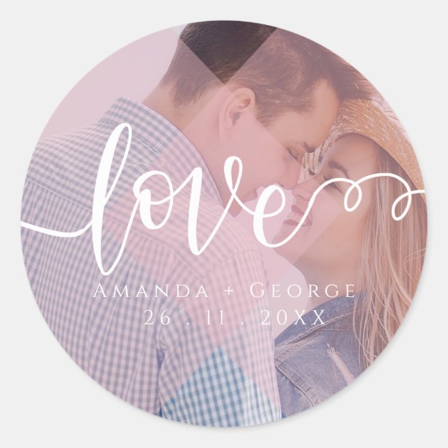 Sticker Rond Couleur Pastel | Amour | Photo (Devant)
