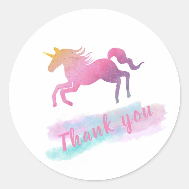 Sticker Rond Couleur Pastel Unicorn Cute (Devant)