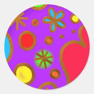 Sticker Rond Couleur Peint Violet Bleu Rouge
