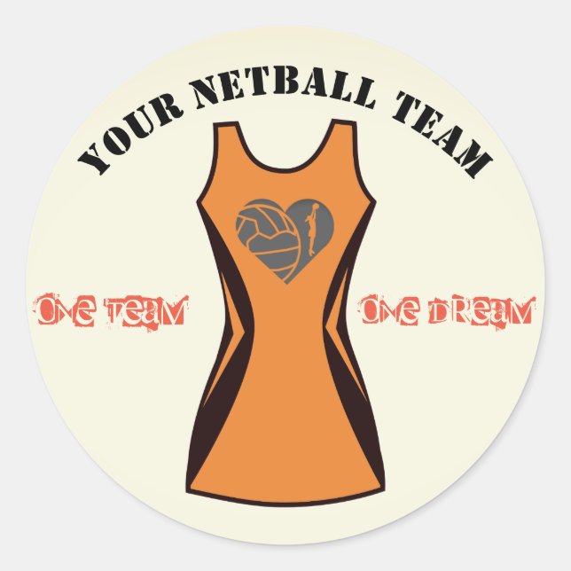 Sticker Rond Couleur personnalisable Équipe Netball Personnalis (Devant)