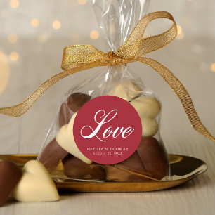 Sticker Rond Couleur personnalisée Elegant Cursive Love Mariage