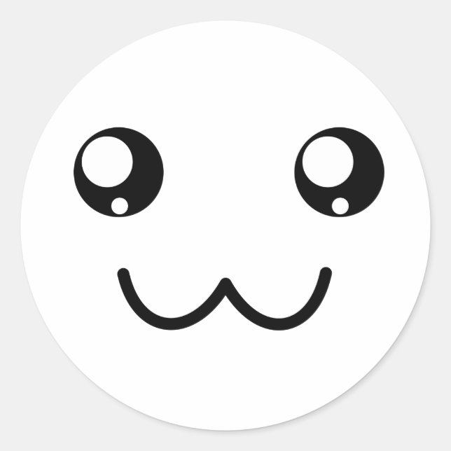 Sticker Rond Couleur personnalisée Uwu Sourire Visage Kawaii An (Devant)