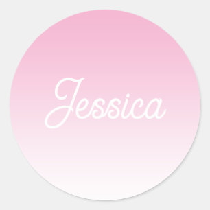 Sticker Rond Couleur rose clair ombrée (modifiable) et votre te
