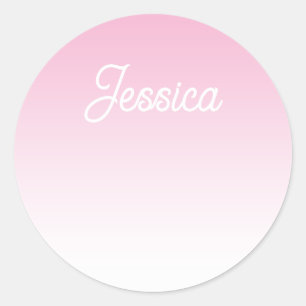 Sticker Rond Couleur rose clair ombrée (modifiable) et votre te