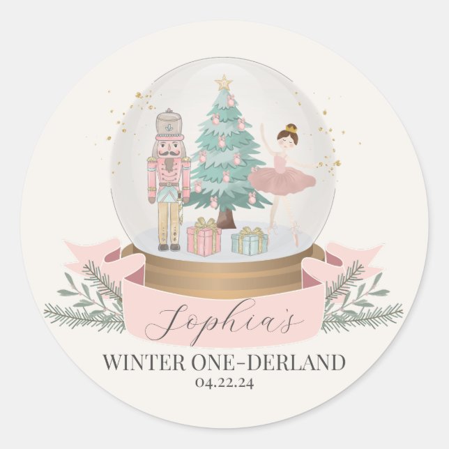 Sticker Rond couleur rose onederland premier anniversaire (Devant)