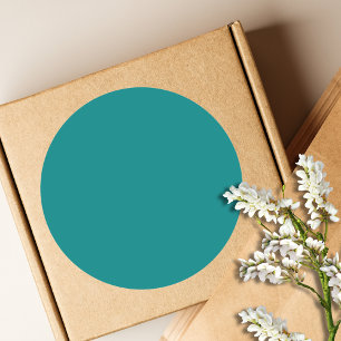 Sticker Rond Couleur solide turquoise Classique Élégant