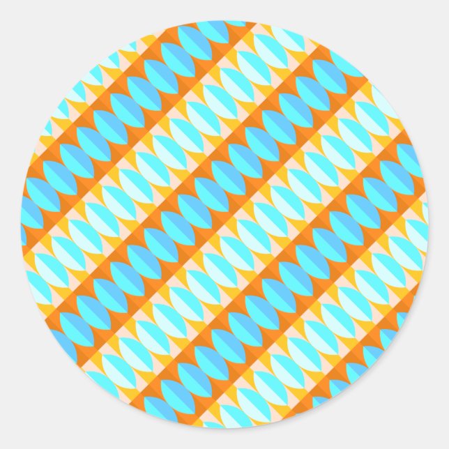 Sticker Rond Couleur Turquoise Bleu Orange Jaune Motif (Devant)