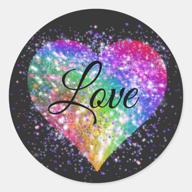 Sticker Rond Couleurs arc-en-ciel déclenchant parties scintilla (Devant)