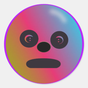 Sticker Rond Couleurs de dégradé de l'autocollant face triste