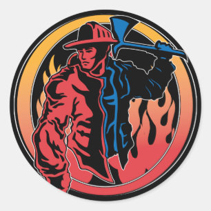 Sticker Rond Couleurs de sapeur-pompier