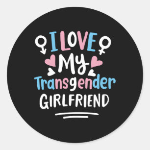 Sticker Rond Couleurs du drapeau de la Trans Pride J'aime mon i