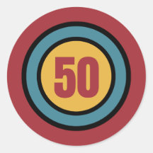 Couleurs et cercles rétro Invitation 50e anniversa