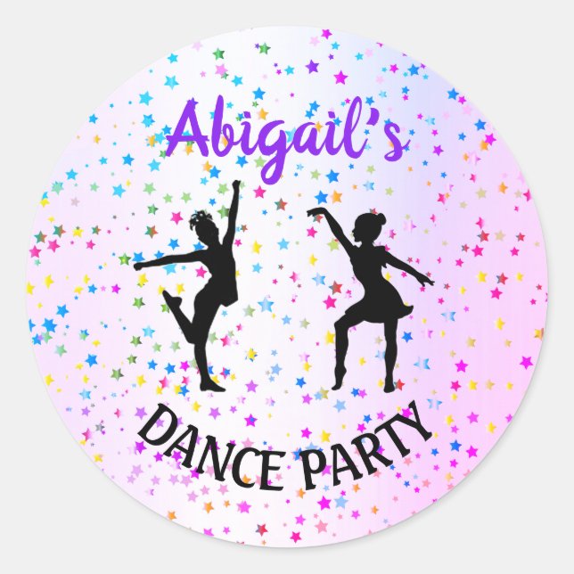 Sticker Rond Couleurs et étoiles de danse pour enfants partout (Devant)
