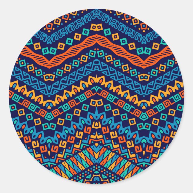 Sticker Rond Couleurs funèbres motifs d'ethnie africaine (Devant)