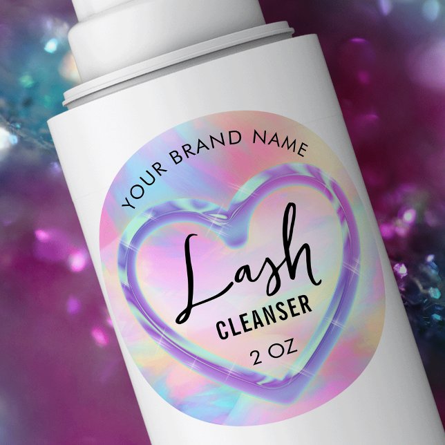 Sticker Rond Couleurs néon Holographique Girly Lash Nettoyeur d (Créateur téléchargé)