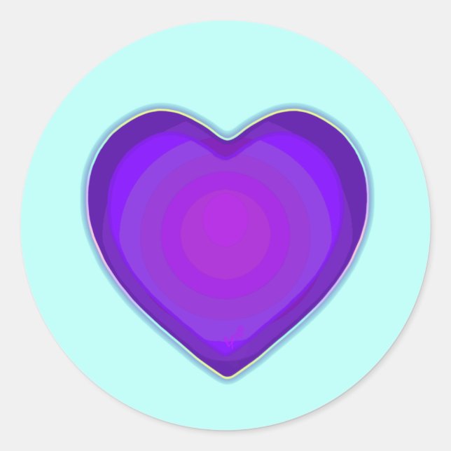 Sticker Rond Couleurs pastel & coeurs violets battre (Devant)