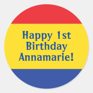 Sticker Rond Couleurs primaires Fête d'anniversaire de l'enfant