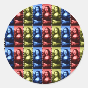 Sticker Rond Couleurs primaires Mona Lisa Poster de animal