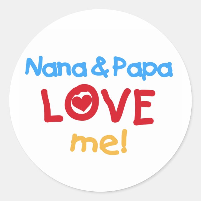 Sticker Rond Couleurs primaires Nana et Papa m'aiment (Devant)