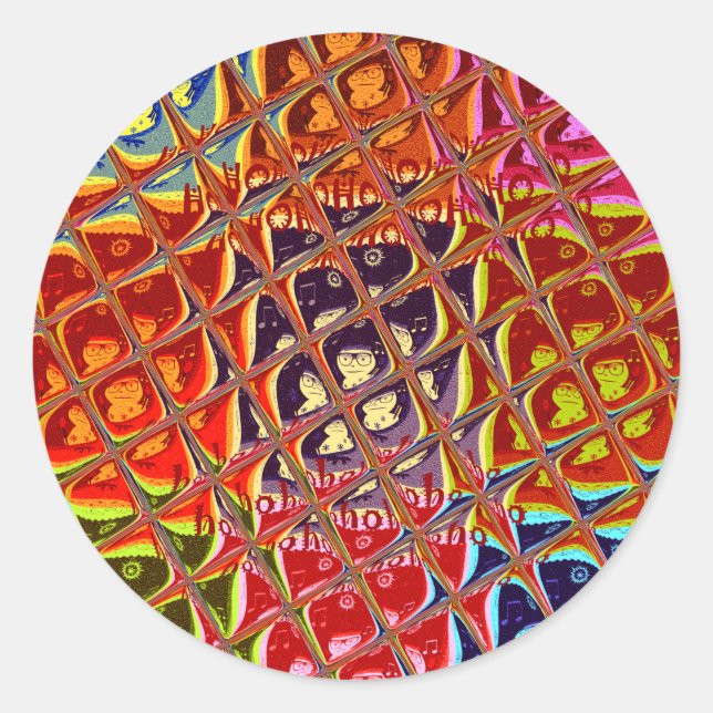 Sticker Rond Couleurs spéciales Noël Père Noël neige HoHoho Pop (Devant)