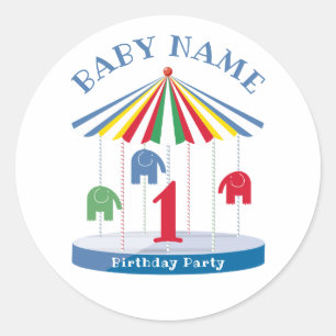 Sticker Rond Couleurs vives Elephant Carousel 1ère Partie