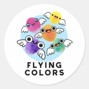 Sticker Rond Couleurs Volantes amusantes Couleurs des ailes col