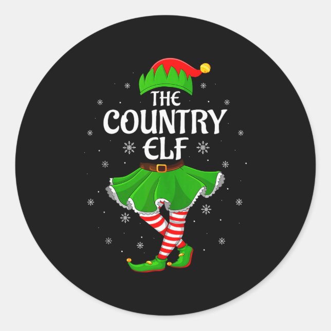 Sticker Rond Country Elf Christmas Family Girls Women Elf Squad (Devant)