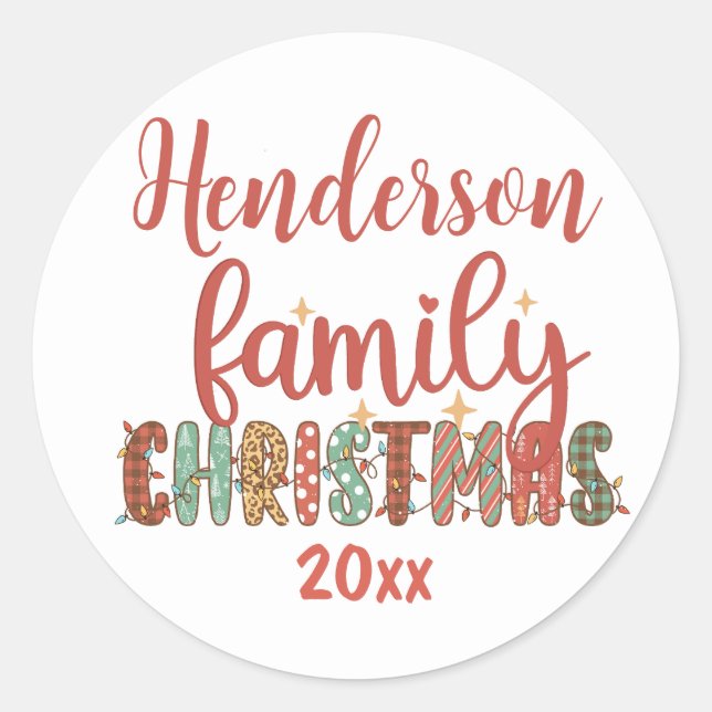 Sticker Rond Country Family Name Christmas (Devant)